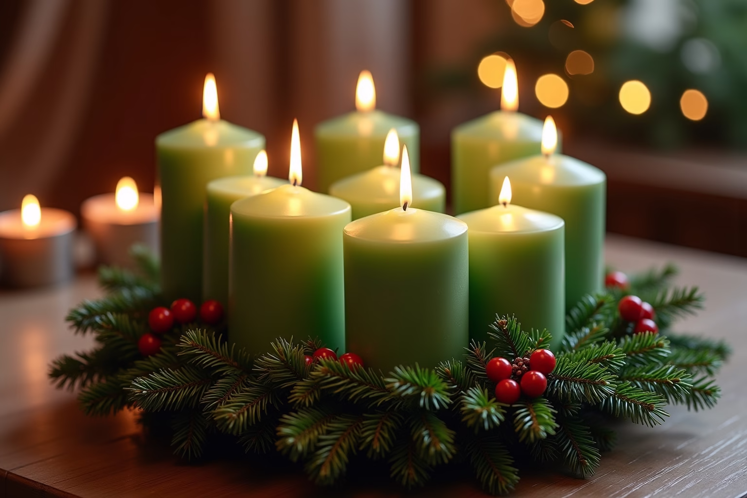 adventskranz grüne kerzen-Titel