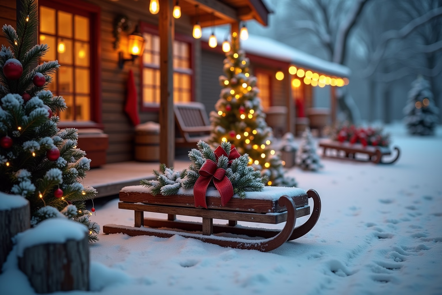 schlitten deko weihnachten draussen-Titel